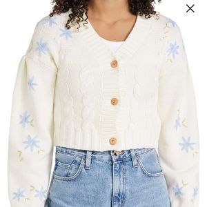 Glamorous Cable Floral embroidery Cardigan M NWT